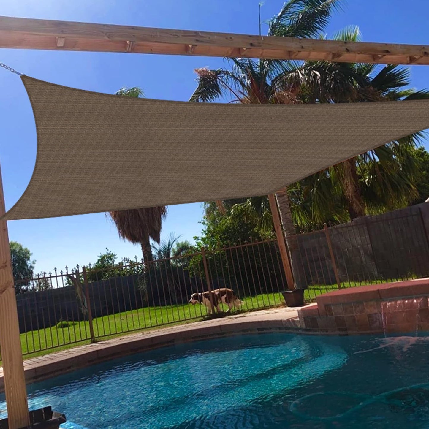Toldo rectangular 12x12ft para patio bloquea UV marrón