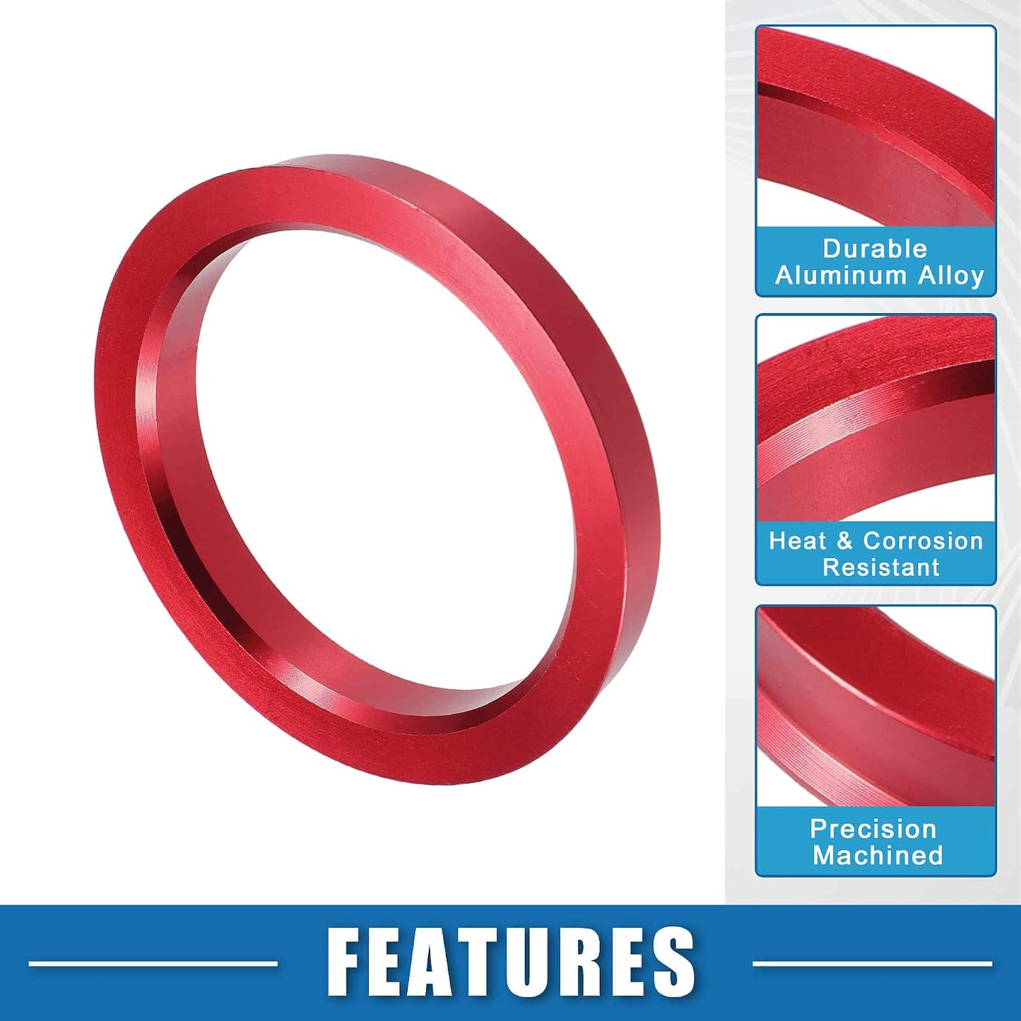 Anillos céntricos cubo auto OD 73.1mm ID 60.1mm rojo set