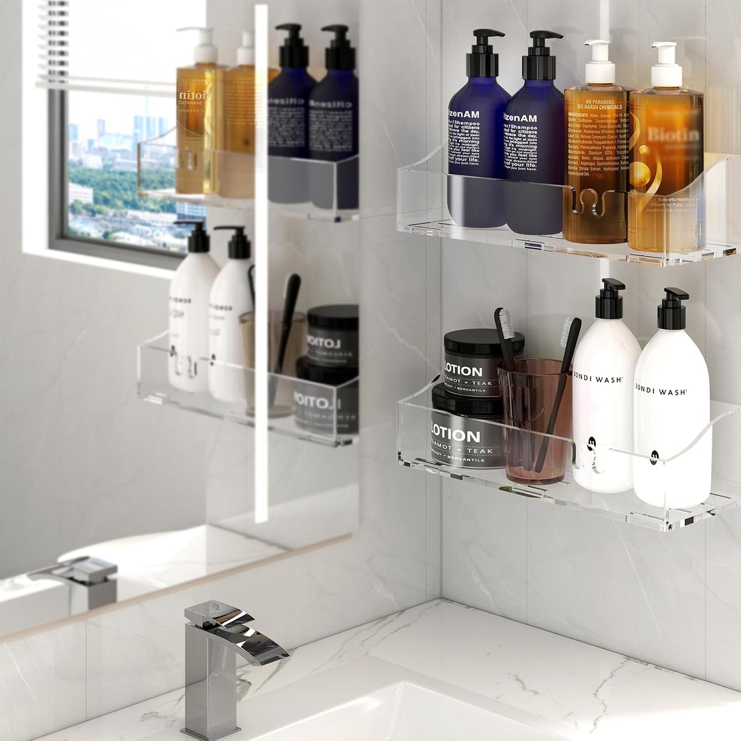 Estantes ducha acrílico pack 3 organiz. adhesivo