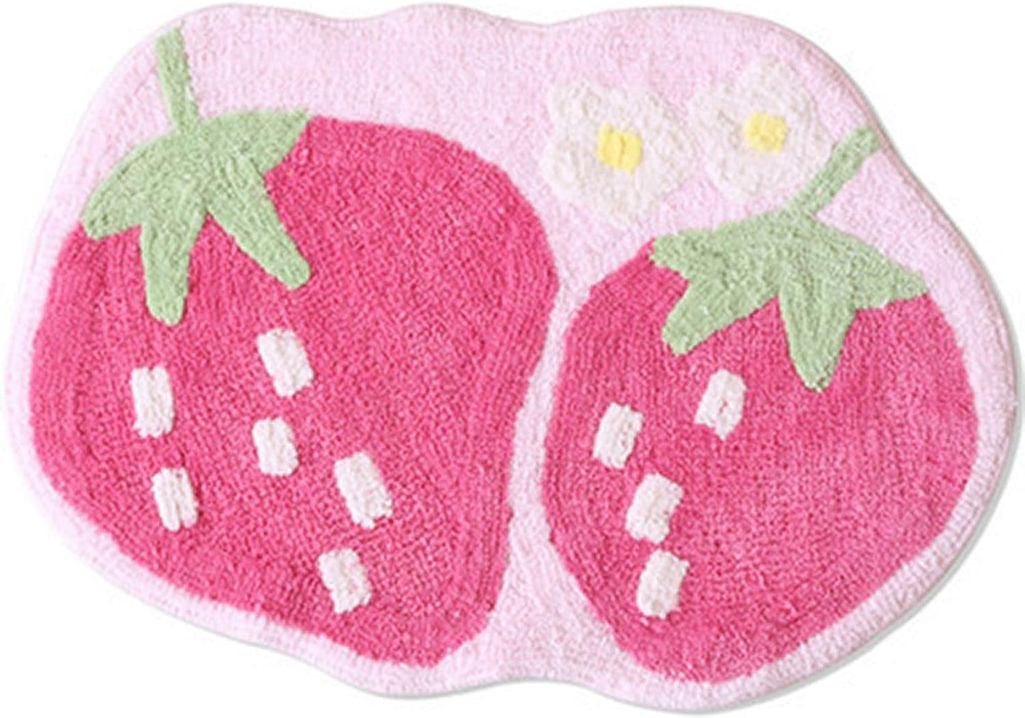 Tapete baño antideslizante microfibra fresa rosa
