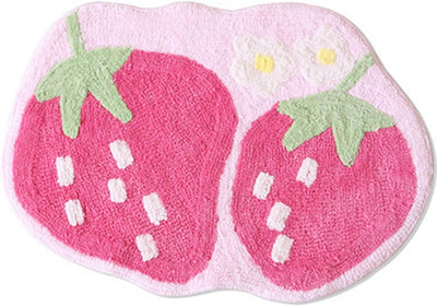 Tapete baño antideslizante microfibra fresa rosa