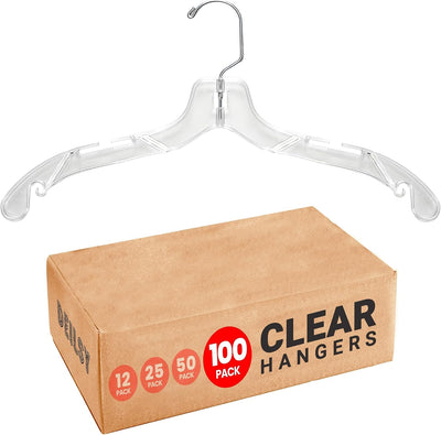 Perchas plástico transparente set 100 para armario y abrigos