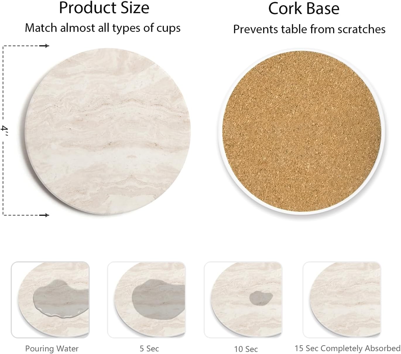 6 Pzas Posavasos Ónix Marrón Cerámica Absorbente