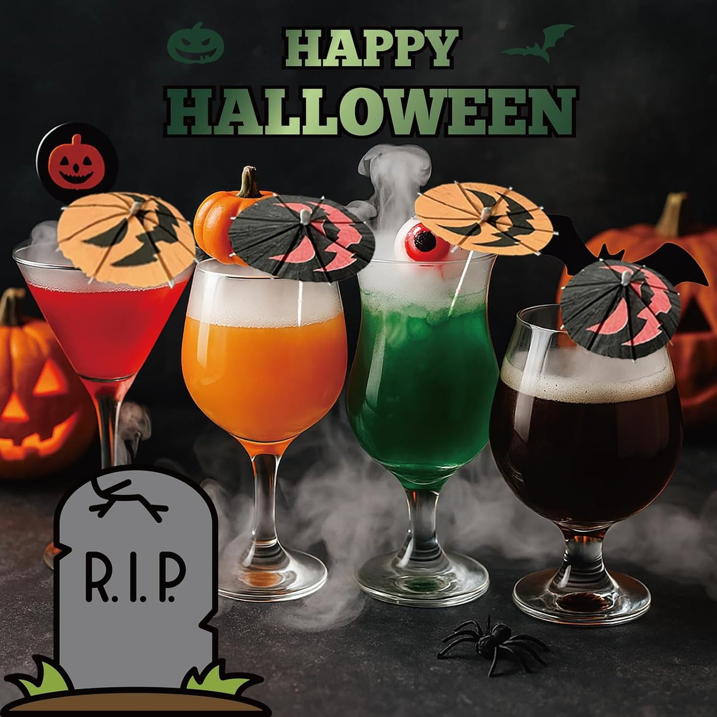 140 Pzas Calabazas Halloween Bebidas Cupcakes Negras Naranjas