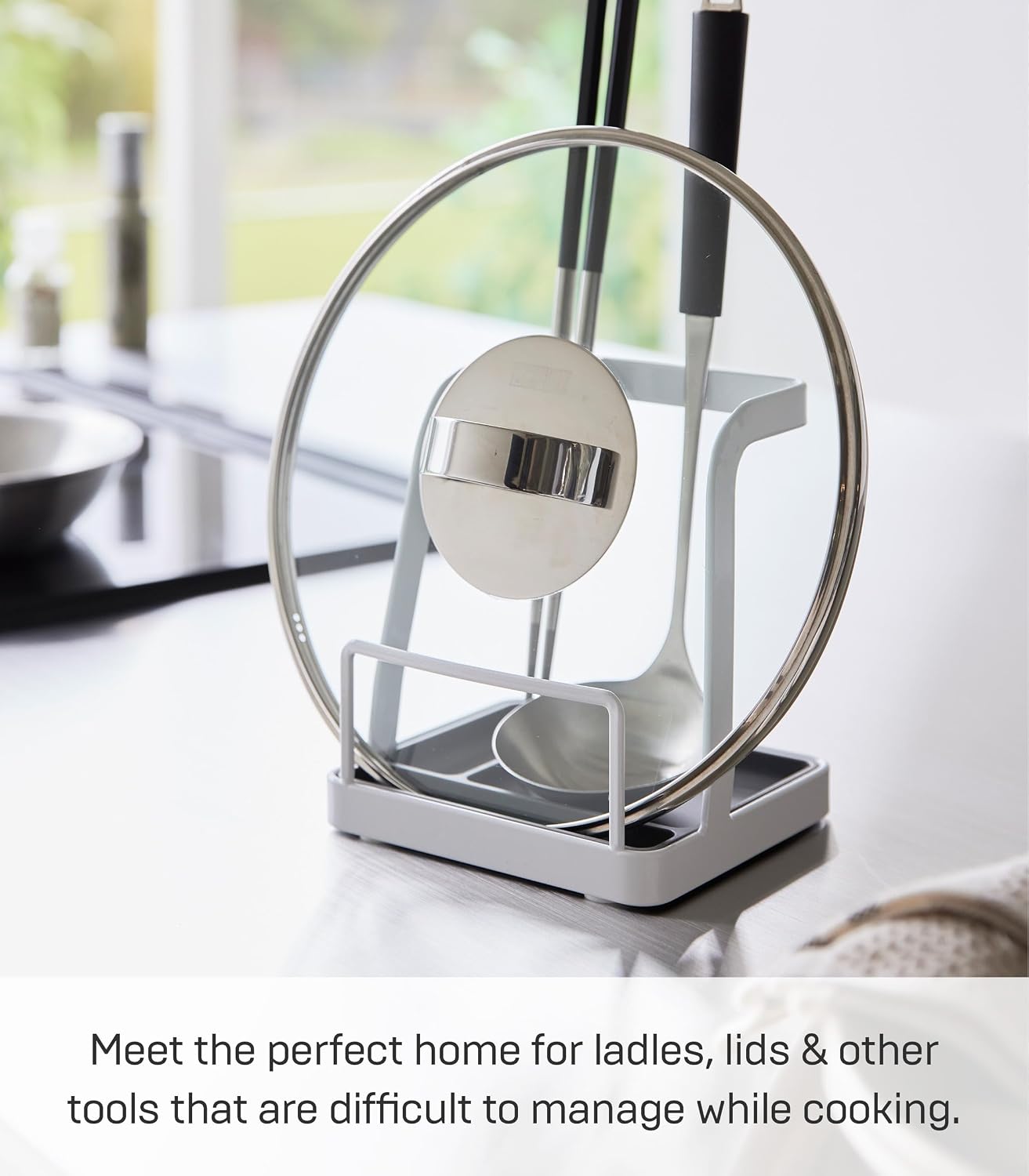 Soporte cocina acero resistente calor tapas y utensilios