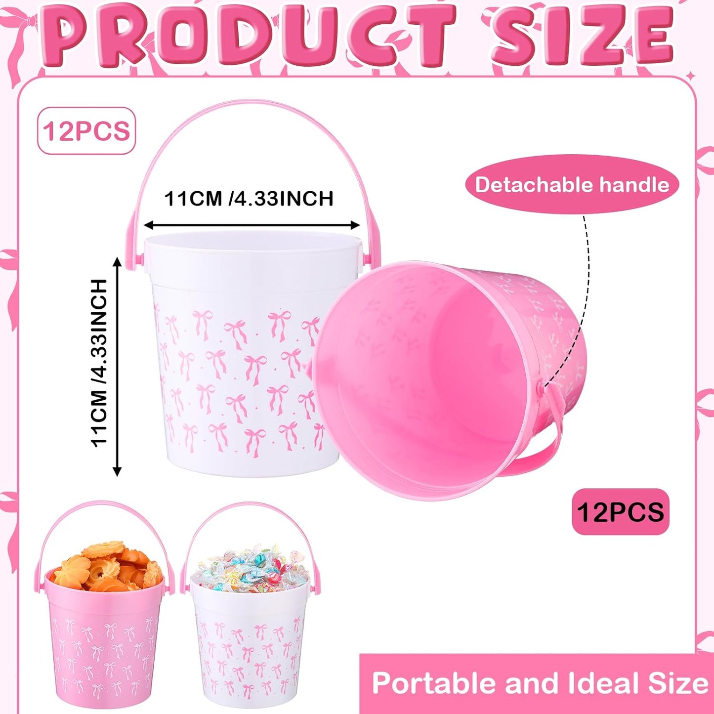 12 Pzas Lazo Rosa 32oz para Cócteles y Cumpleaños