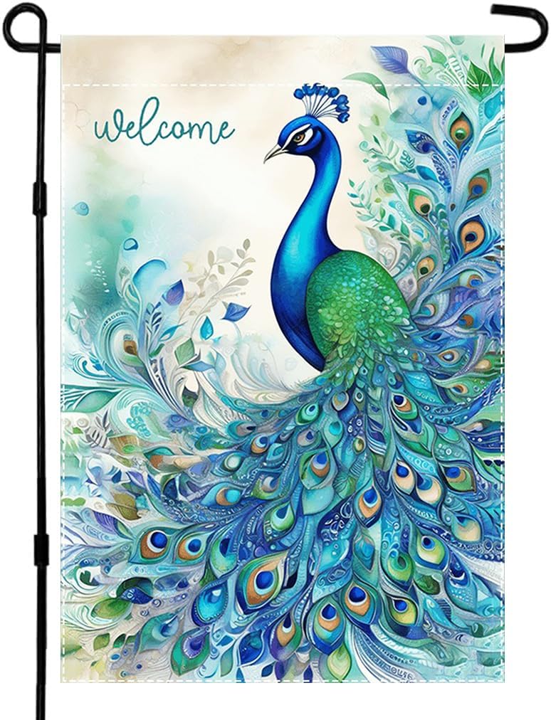 Bandera bienvenida doble cara 12x18" exterior azul