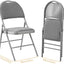 2 Sillas Plegables Metal Asiento Tela Acolchado Gris