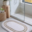 Alfombra baño ovalada microfibra antiderrap beige