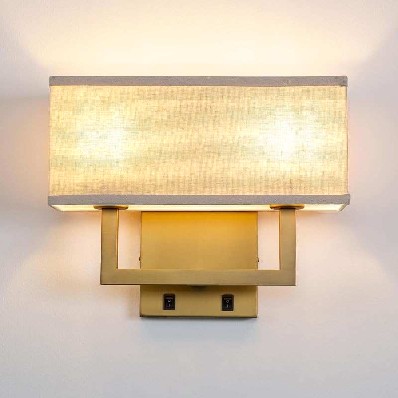 Lámpara pared bohemia 2 luces latón dormitorio
