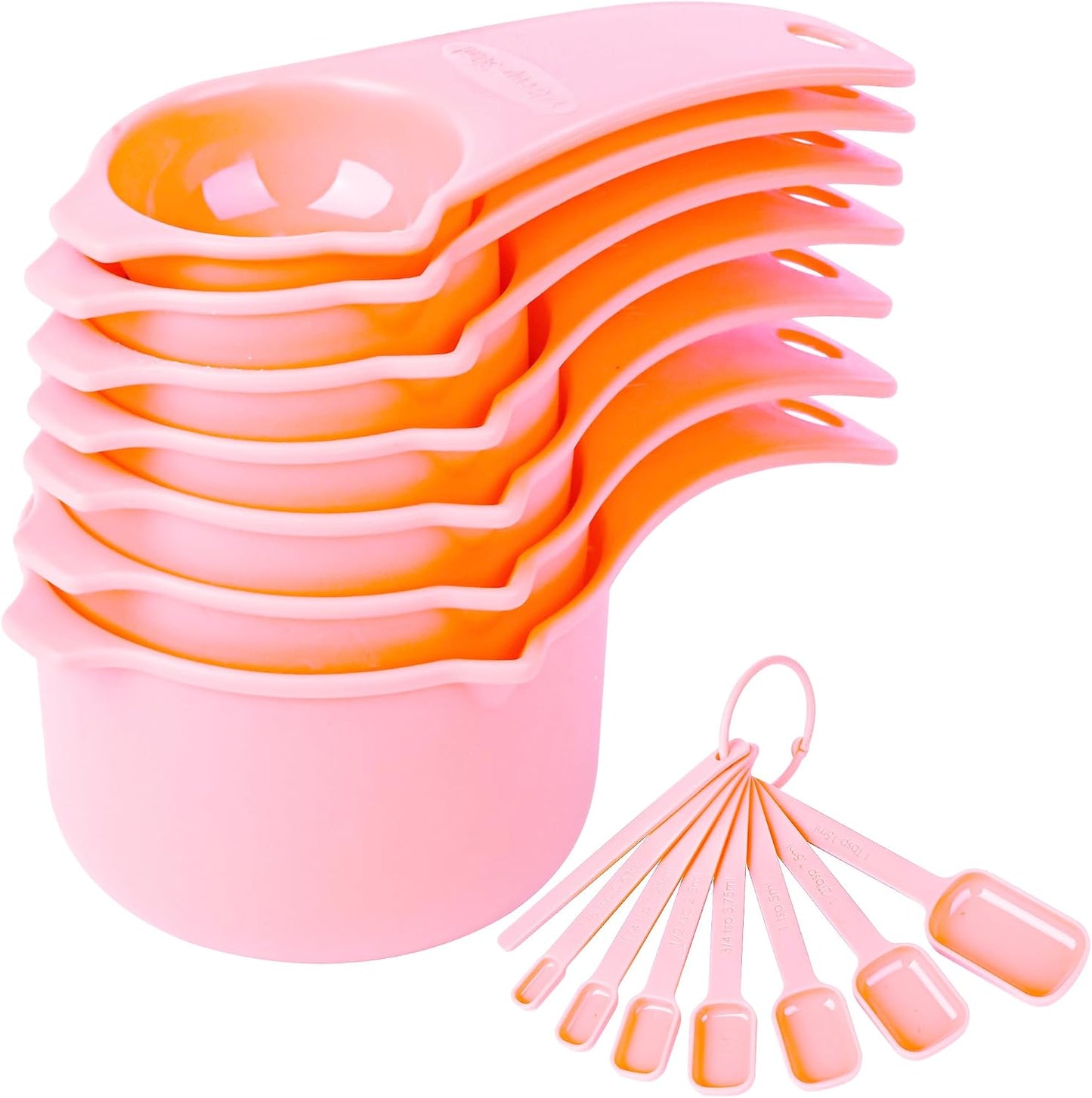 Juego 7 Tazas y Cucharas Medidoras de Plástico Rosa