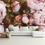 Papel tapiz floral peonía rosa para dormitorio niña