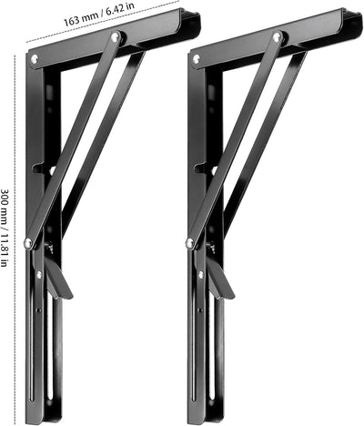 6 Soportes plegables 12pulg resistente carga 132lb negro