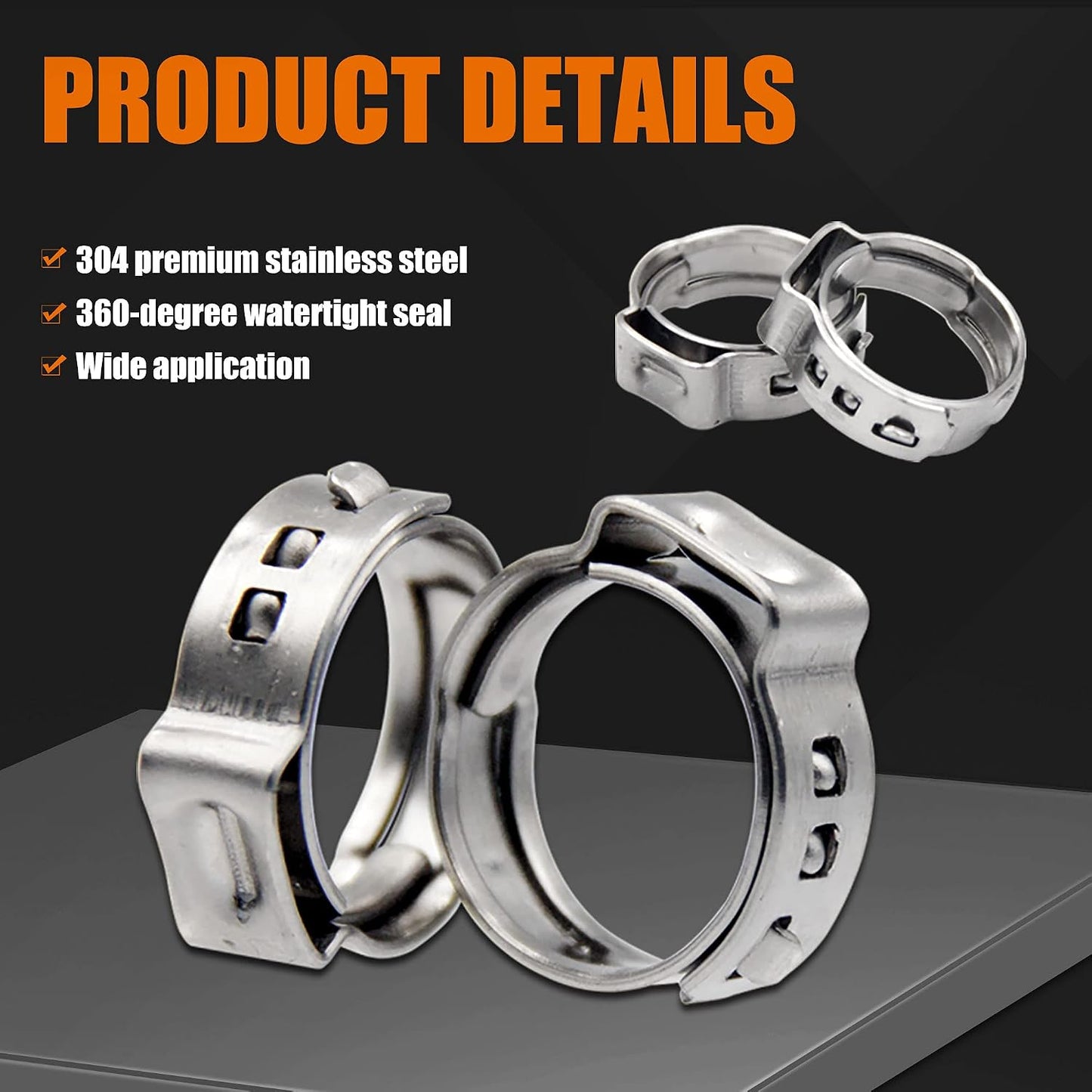 50 Abrazaderas PEX Acero Inox 304 3/8pulg