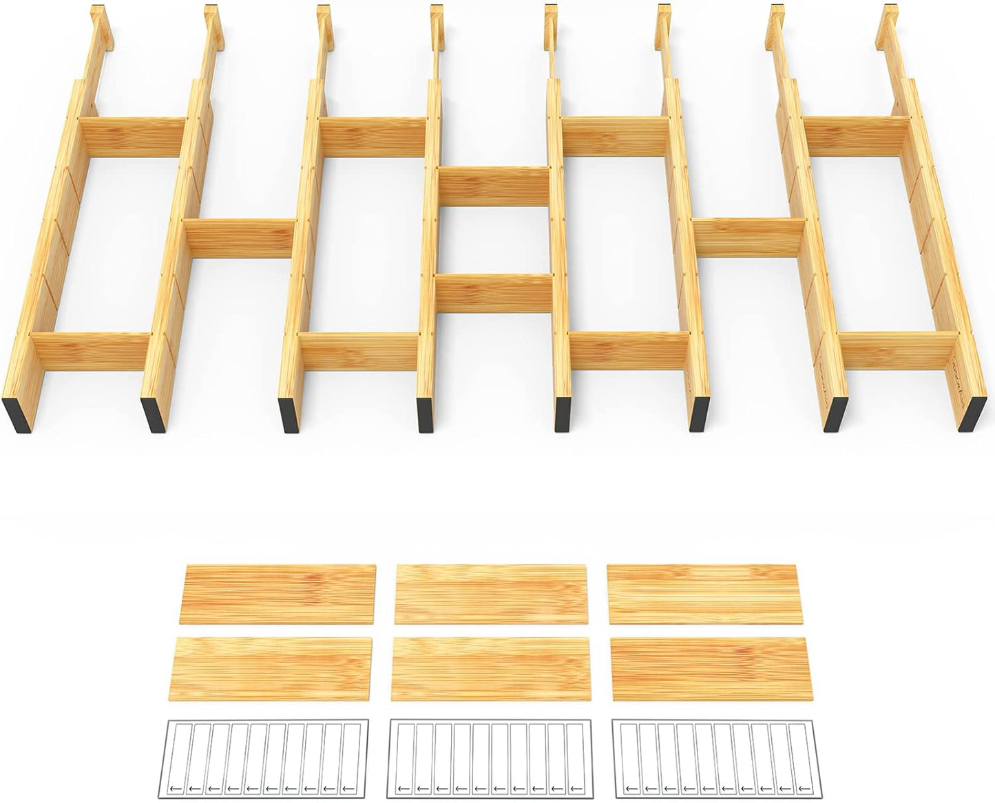 Separadores cajones bambú con insertos 17-22"