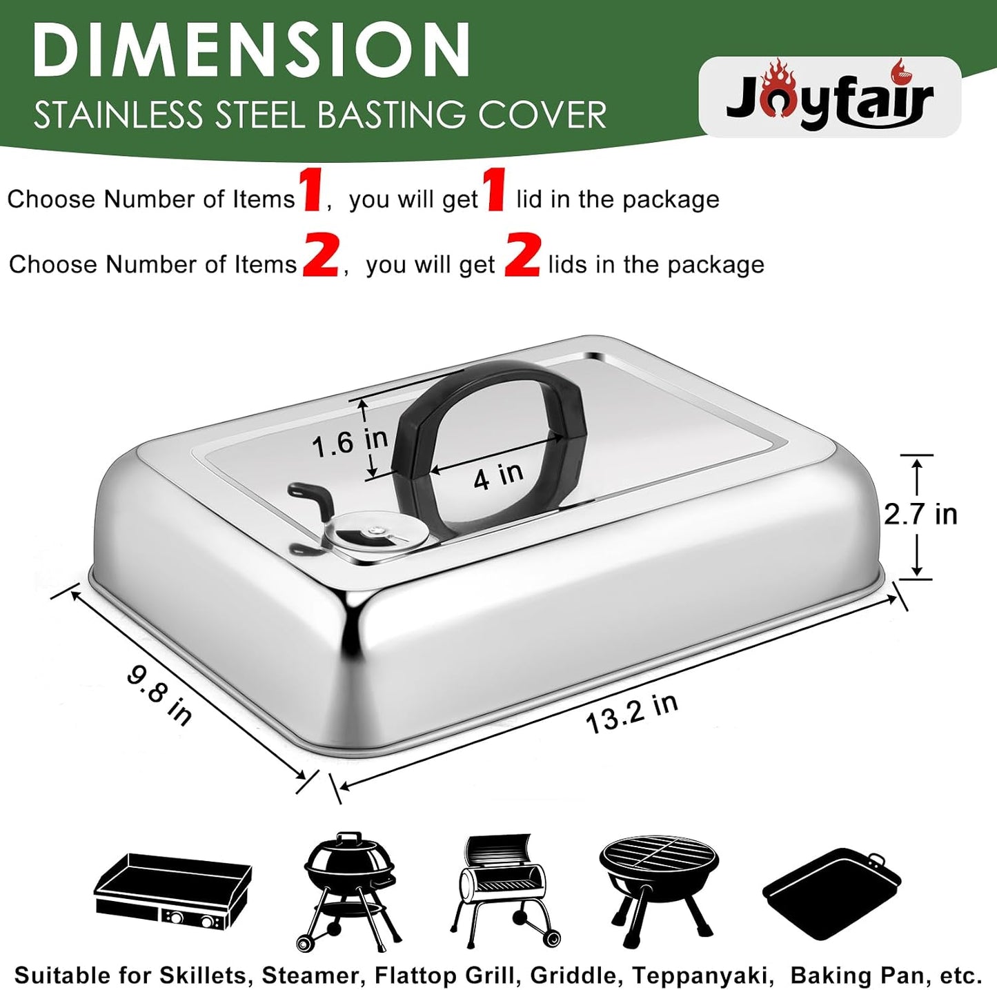 Cubierta para untar acero inox 13x9.8pulg con mango