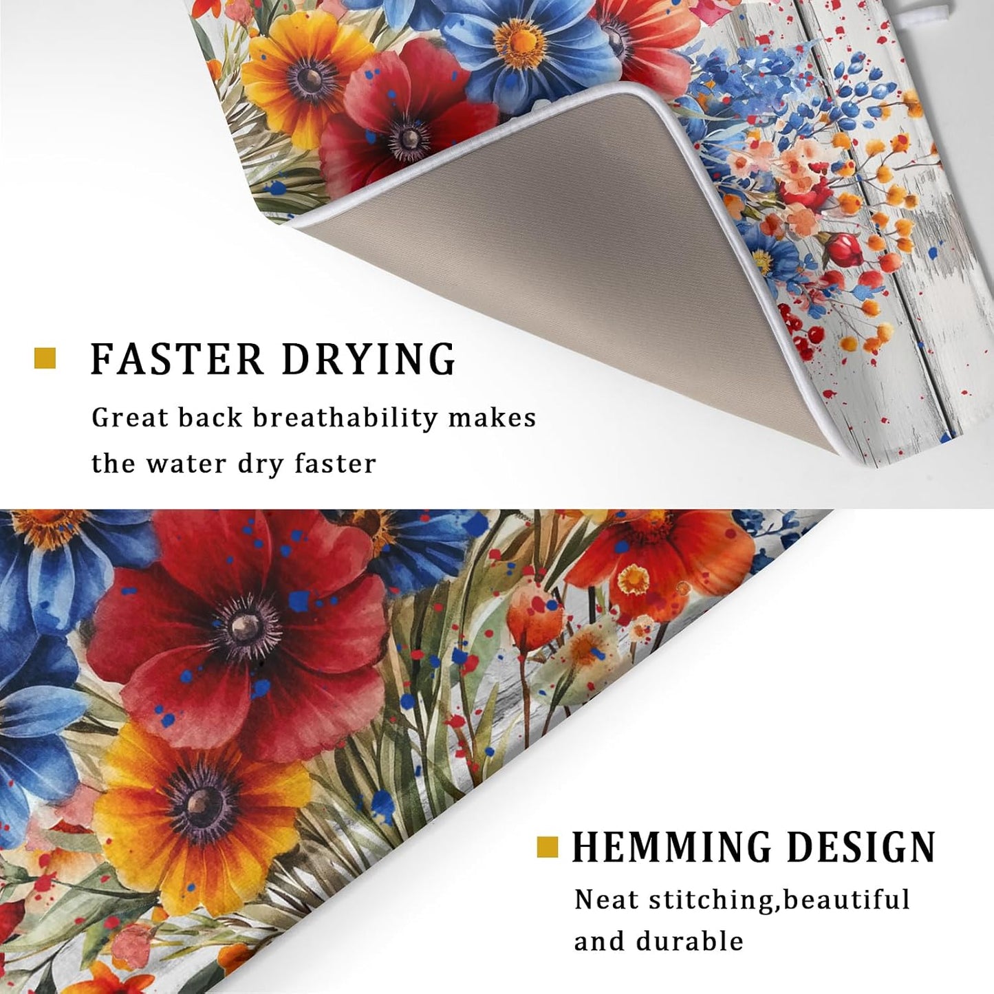 Escurridor platos microfibra 18x24pulg diseño floral
