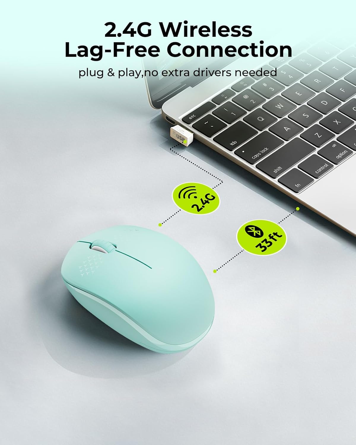 Mouse inalámbrico silencioso 2.4 GHz para PC tablet Windows