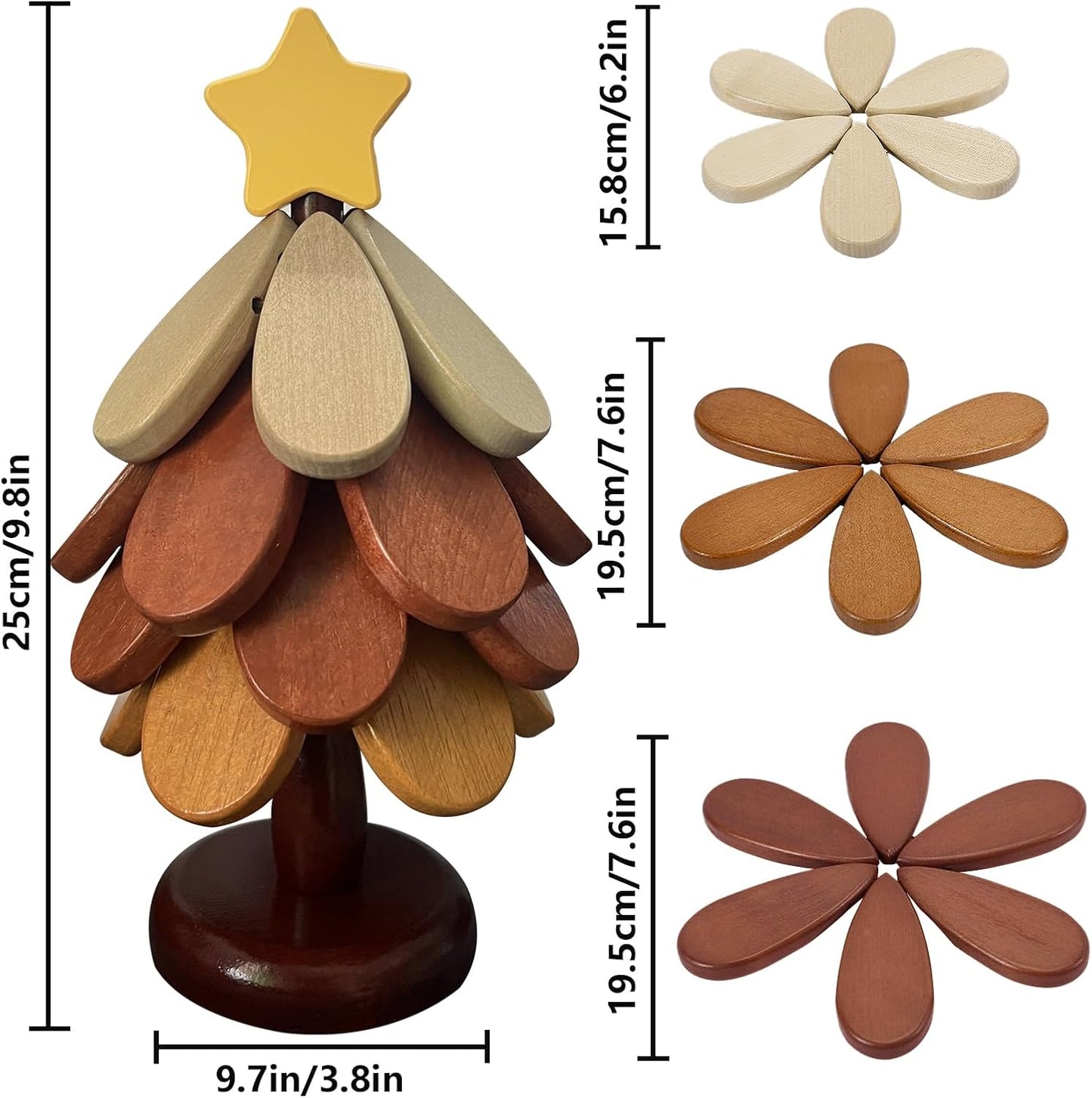 Salvamanteles madera forma árbol 4 pzas plegable
