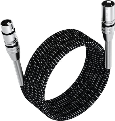 Cable XLR 25pies micrófono trenzado nailon macho a hembra