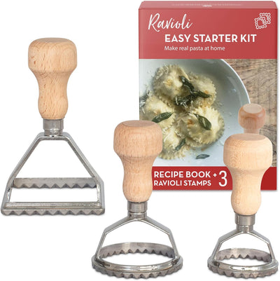 Kit inicio ravioles 3 moldes libro cocina prensa tortellini