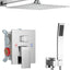 Set grifo ducha lluvia cabezal fijo cuadrado y de mano cromo