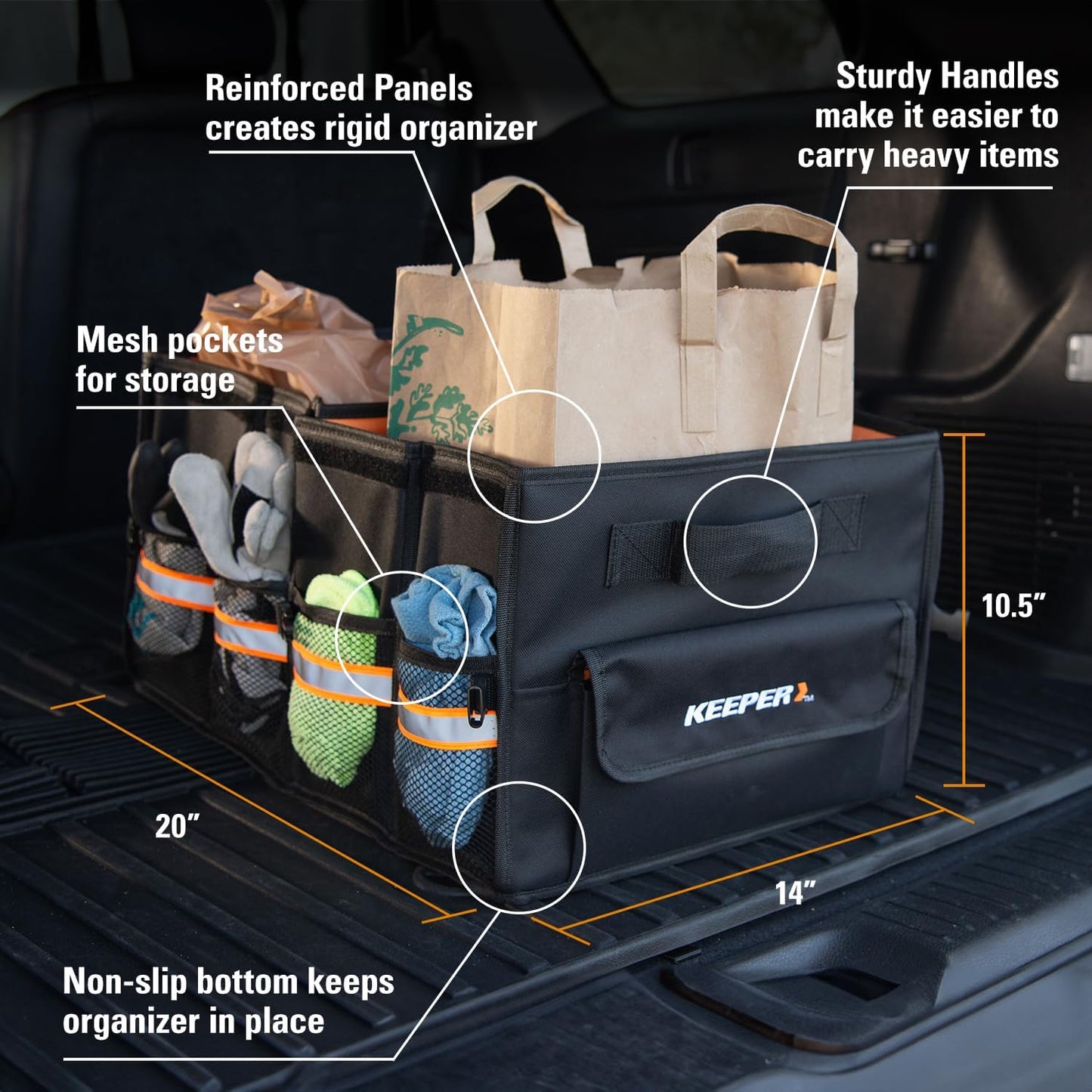 Organiz. maletero coche 48L plegable antiderrap