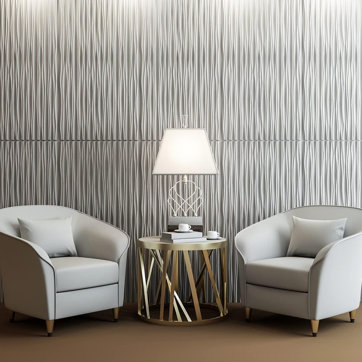 Paneles 3D PVC blanco decoración pared 6 pzas 47x23.6