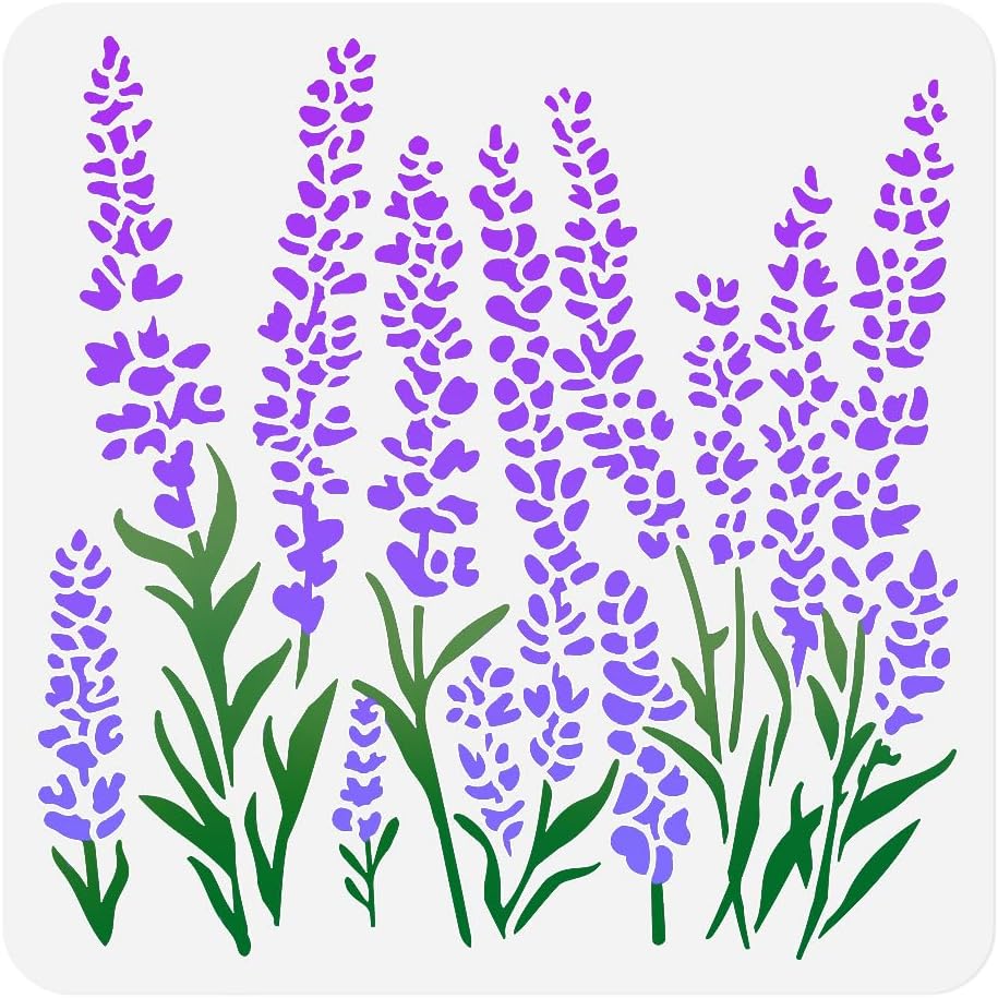 Plantillas reutilizables flores lavanda 11.8x11.8pulg para pintar