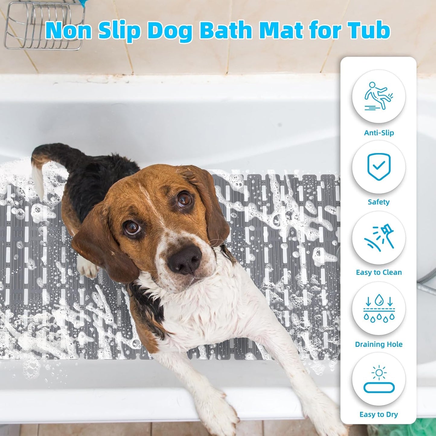 Tapete baño perro antiderrap 35x15pulg con ventosas