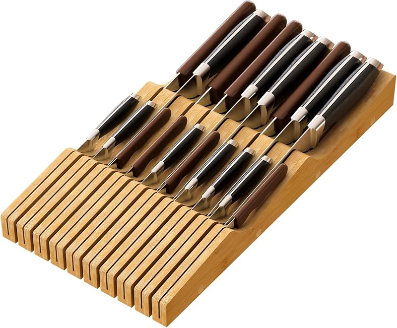 Bloque cuchillos madera bambú capacidad 19