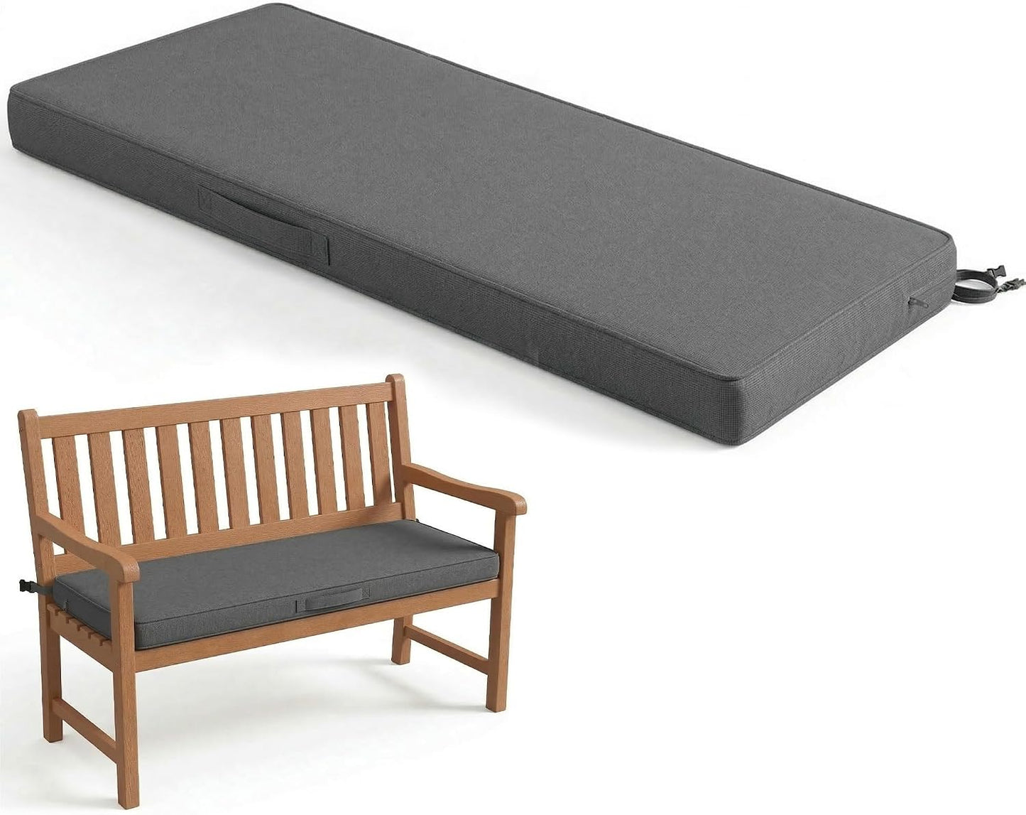 Cojín banco exterior 36x18pulg doble impermeable gris