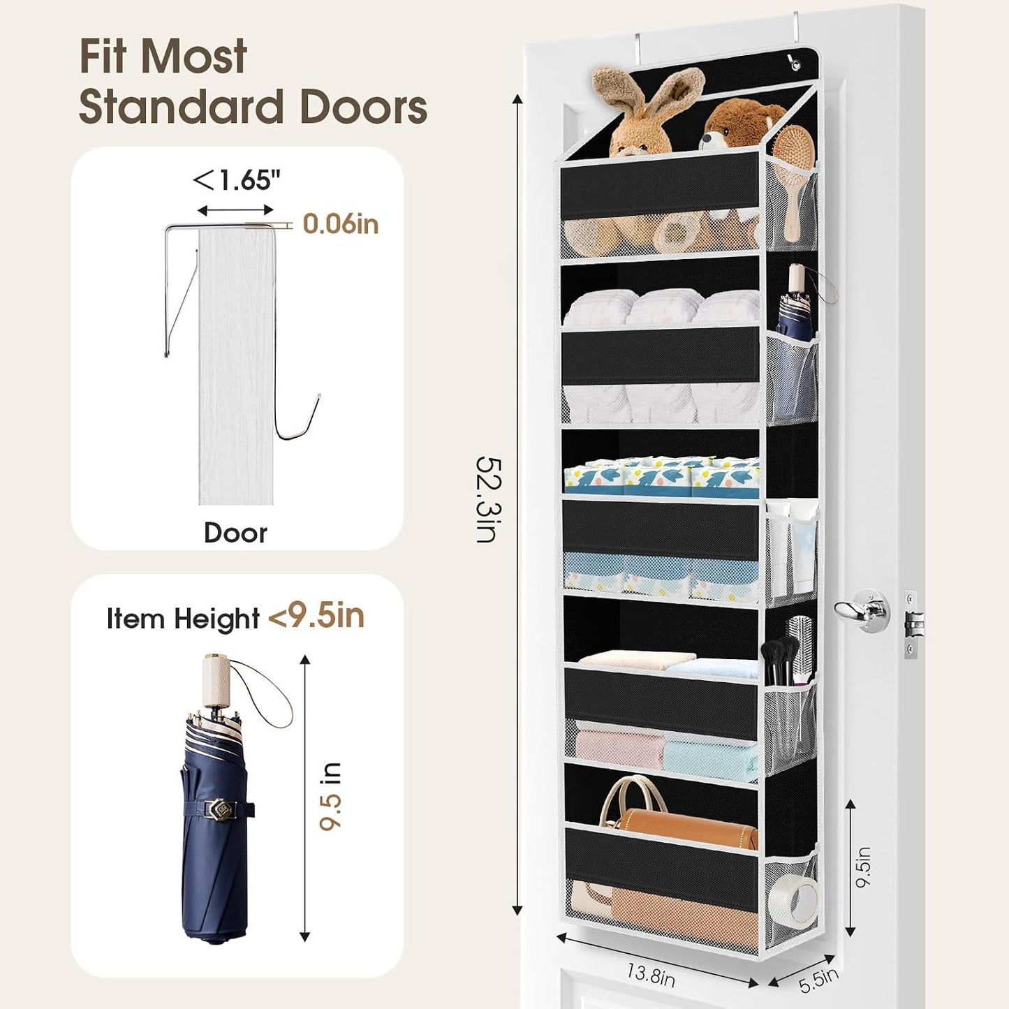 Organiz. colgante puerta con ventana 40lb ultra resistente