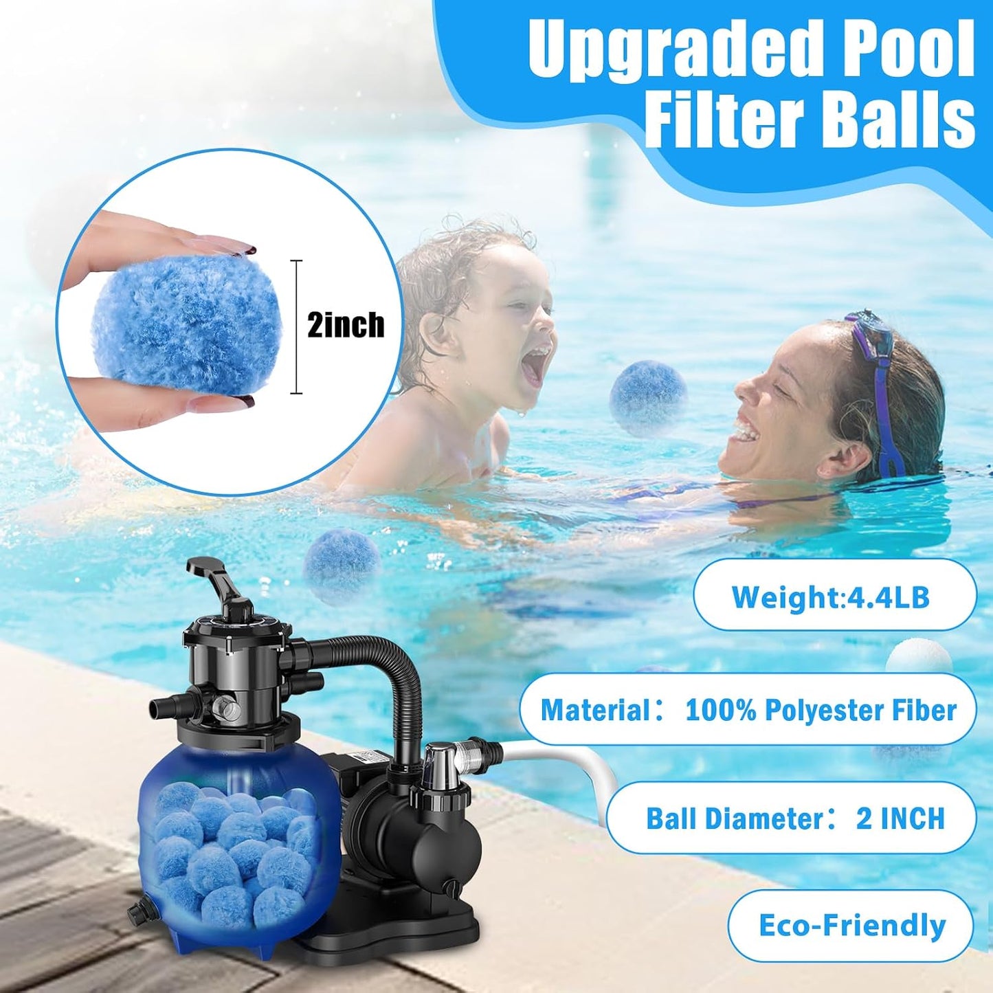 Bolas filtro arena reutilizables Polysphere 4.4lb piscina