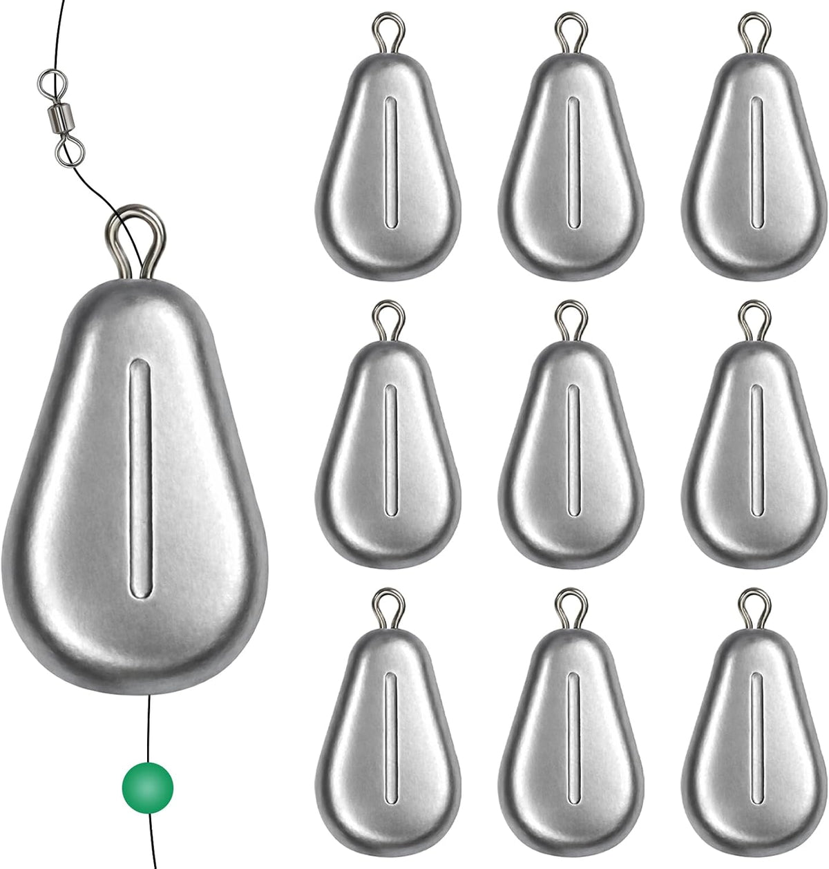 Pesas plomo pesca oliva corazón lubina 0.35-1.76oz