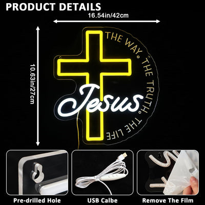 Letrero neón LED cruzado regulable USB para pared