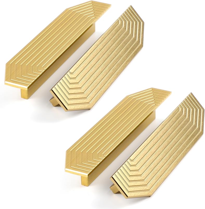 Tiradores gabinete latón cepillado dorado 5.7" 4uds