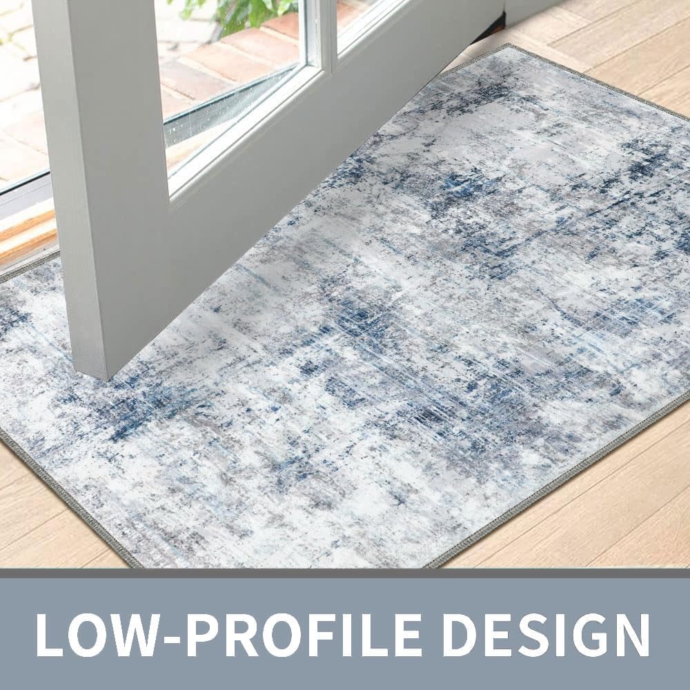 Alfombra antideslizante puerta 24x36 pulg gris azul lavable