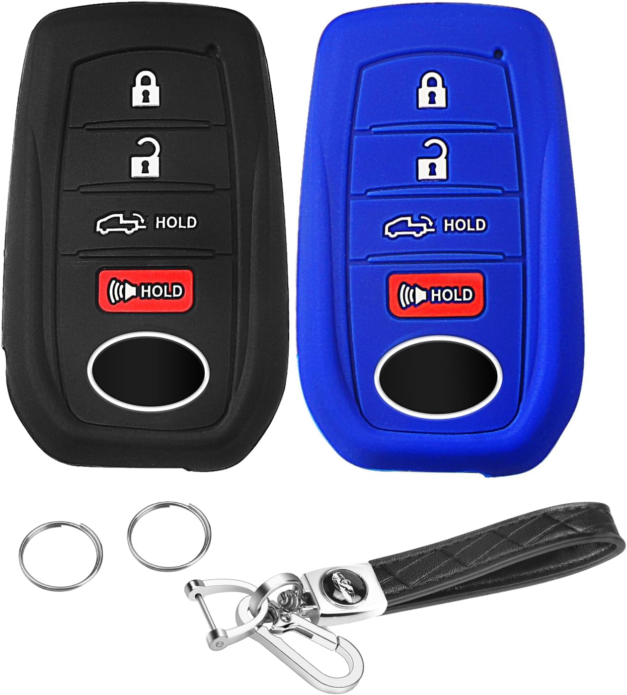2 Pzas llavero 4 botones para Toyota Azul