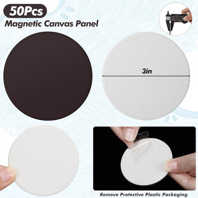 50 Pzas lienzo magnético para pintar mini 3pulg redondo
