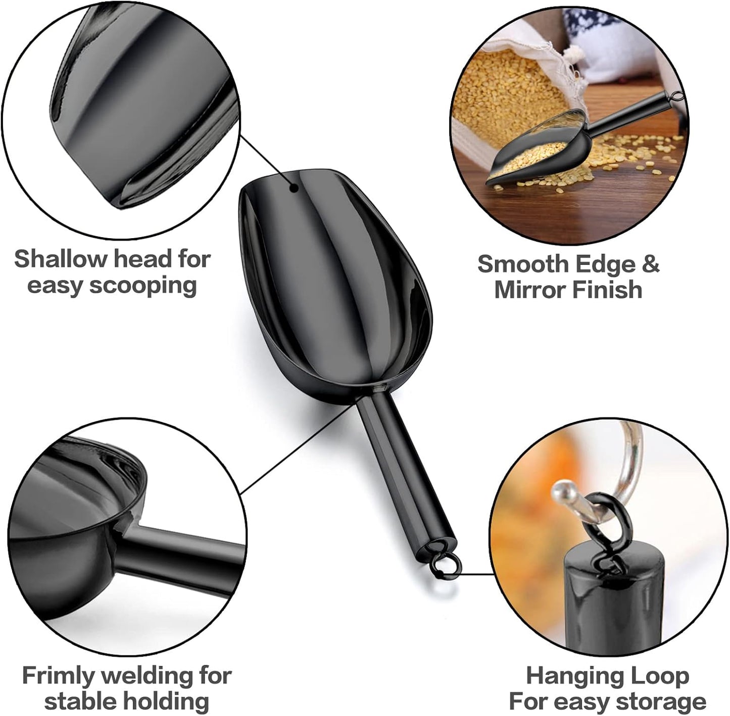 Cuchara hielo acero inox 5oz color negro