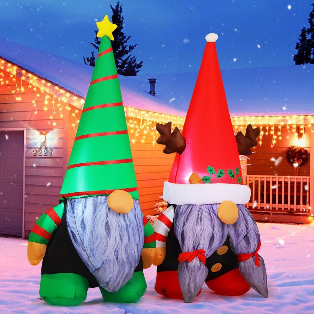 Gnomo inflable Navidad LED decoración