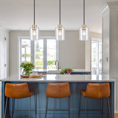 Luces colgantes isla cocina vidrio 3x12pulg