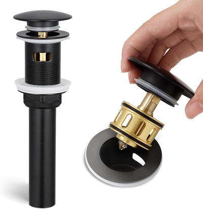 Desagüe baño metal negro con recogedor pelo y colador