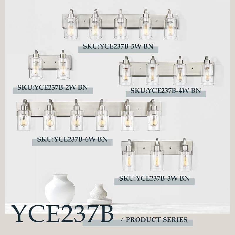 Lámpara pared baño 6 luces níquel cepillado vidrio