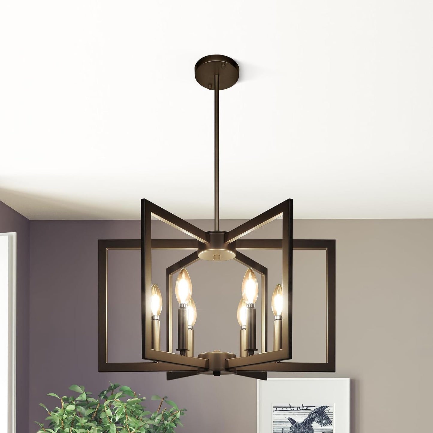 Candelabro 6 luces moderno negro para entrada cocina