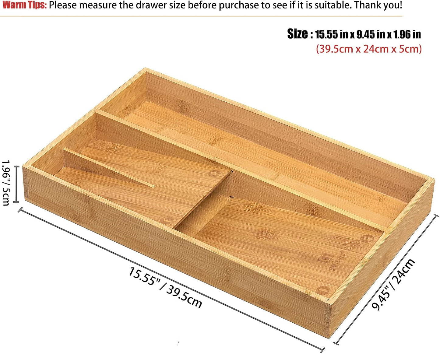 Organiz. cubiertos bambú cajón cocina divisor