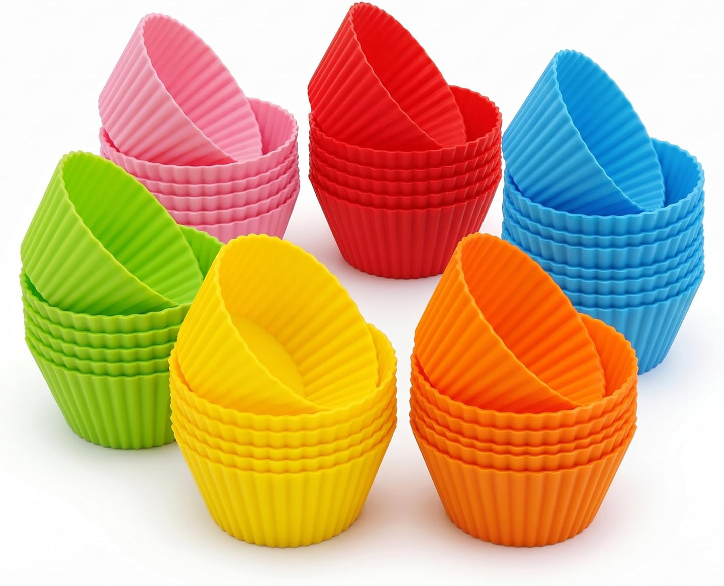 24 Moldes Magdalenas Silicona Reutilizables Multicolor