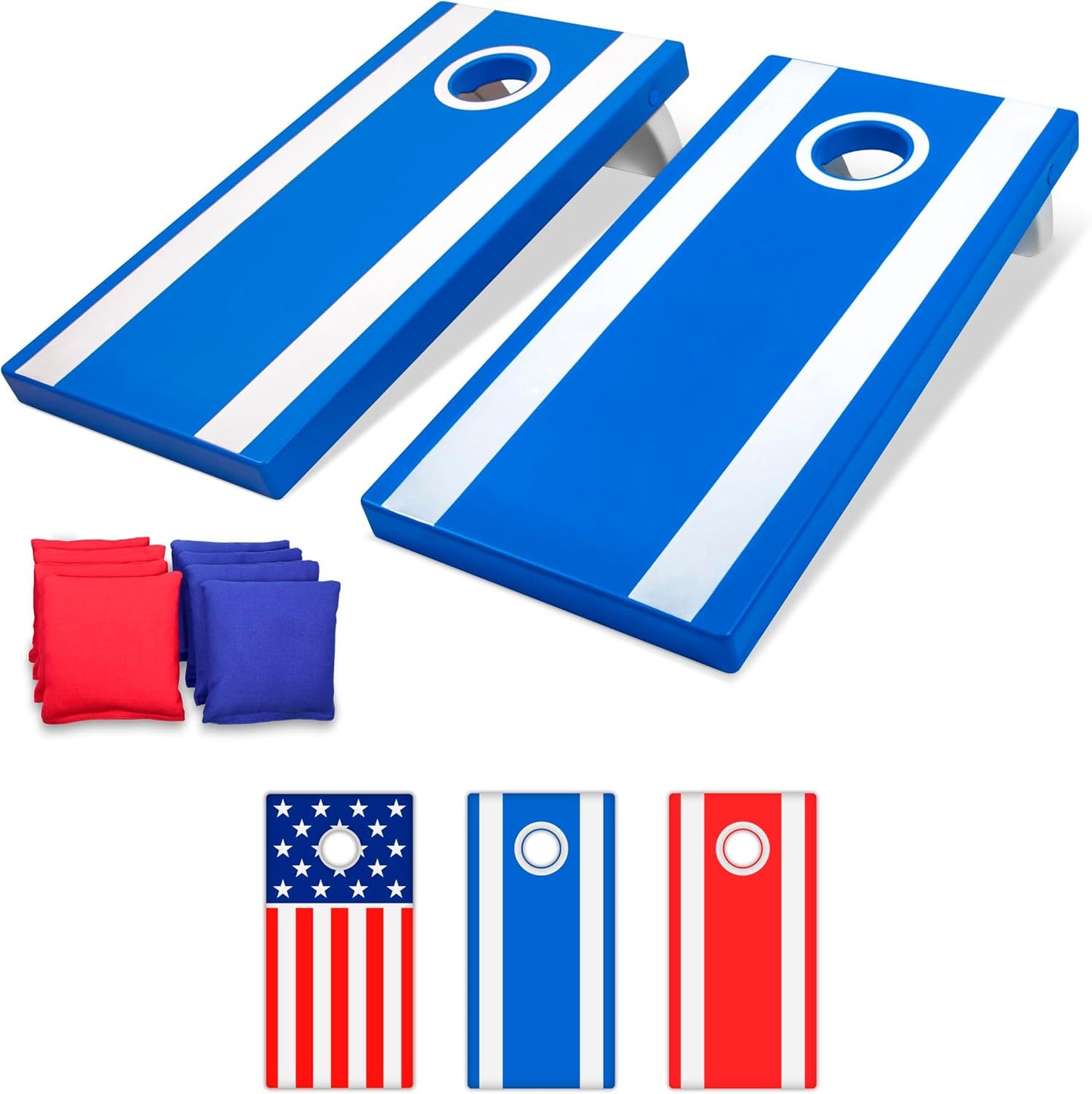 Set Cornhole 4x2ft con 8 bolsas frijoles y reglas