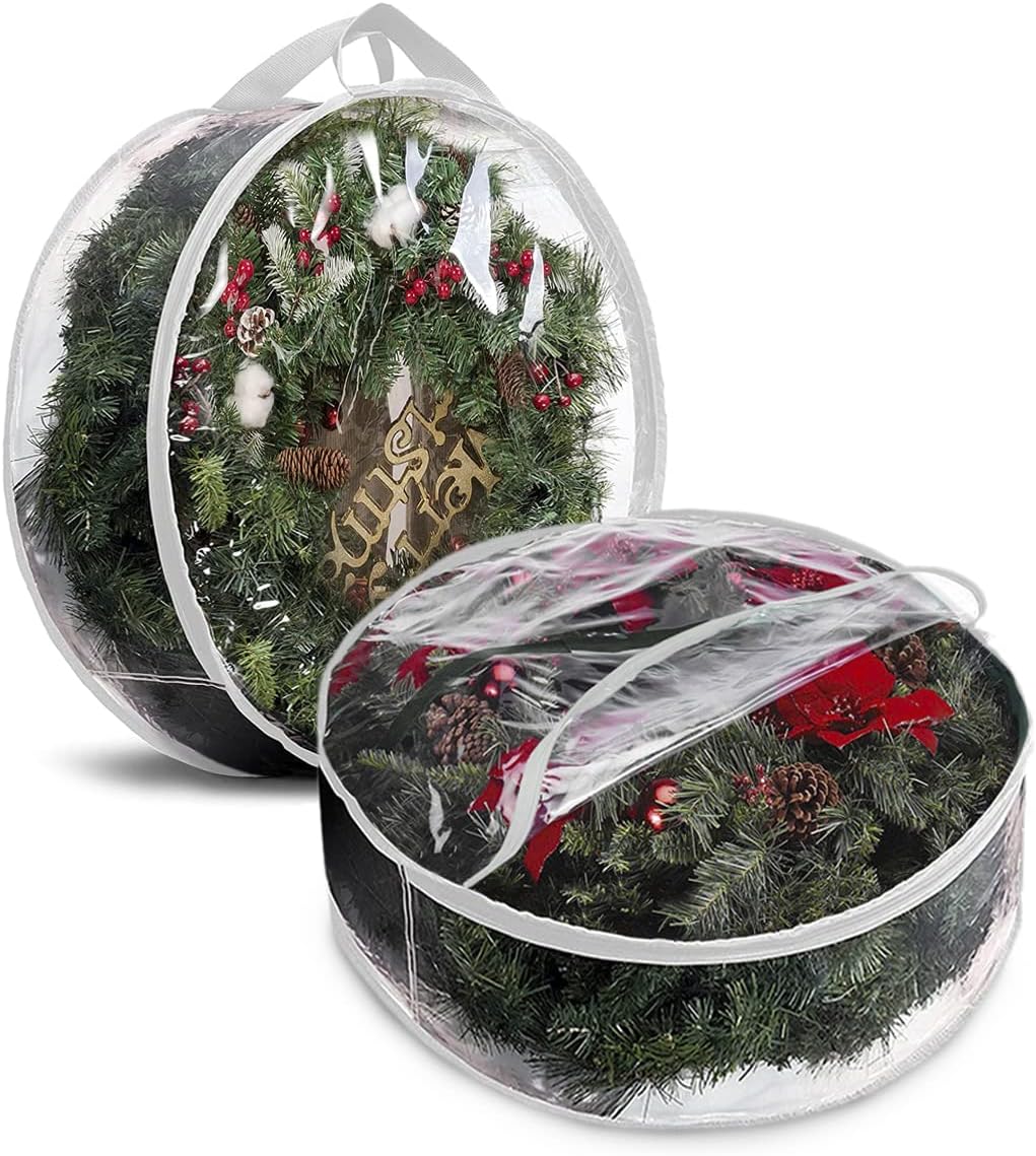 Bolsa almacenamiento coronas Navidad 36" set 2 transparentes